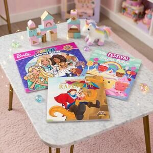New Barbie Giant Coloring Poster Princess Rapunzel Storybook Kids Bundle